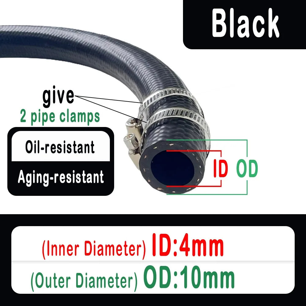 NBR Oil Resistant Fuel Line Hose 4–14mm ID | Car, Moto, Truck Fuel Line Hose Axl ID 4MM - OD 10MM