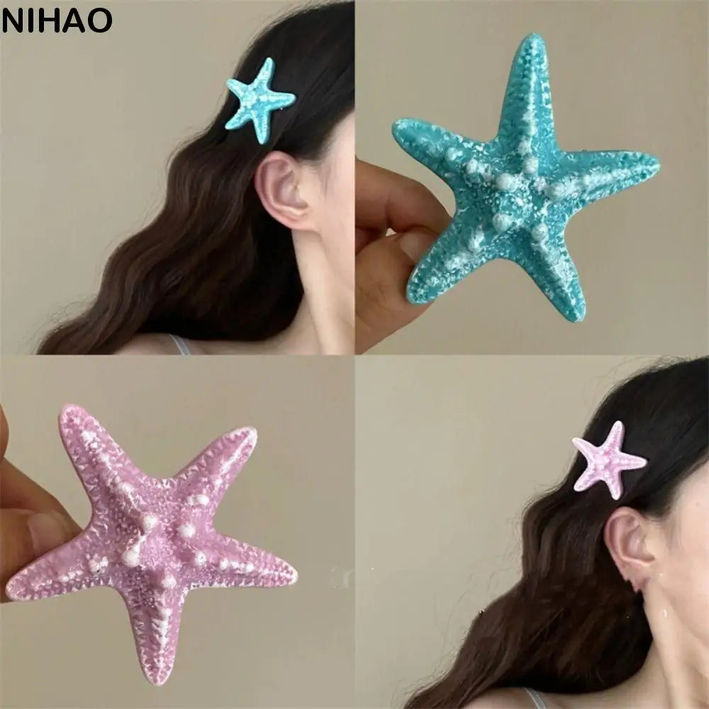 2-Pack Starfish Hair Clips – Korean Style Beach Hairpins Hair Clip Set Axl