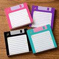 Retro Floppy Disk Sticky Notes 4-Pack | Celestial Moon Notepad Sticky Notepad Set Axl Mixed-4pcs