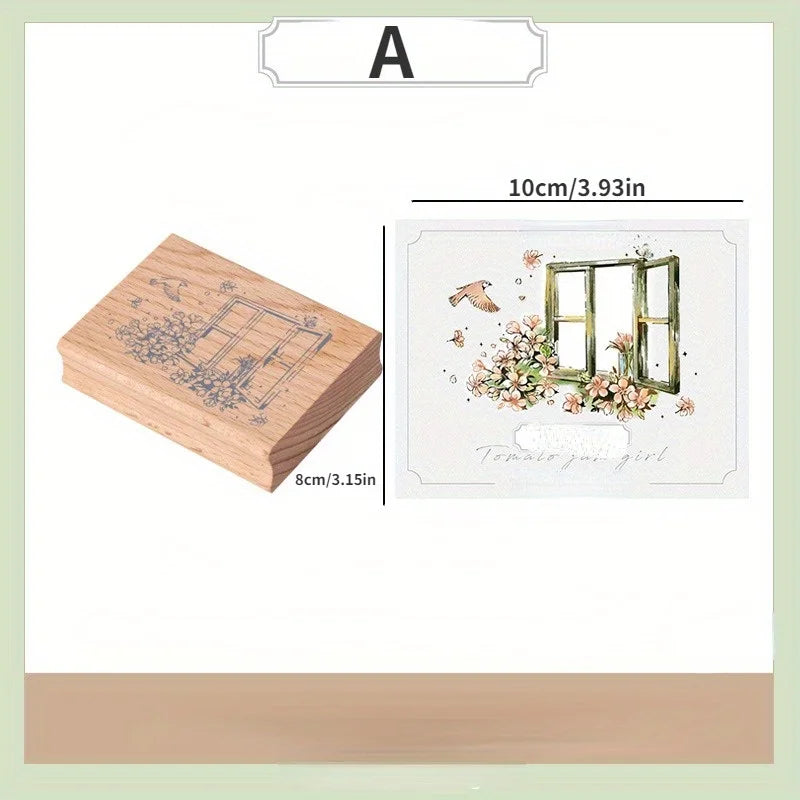 Wooden Rubber Stamp – Journal & Card Lover Seal | Nature Motifs Decorative Rubber Stamp Axl