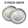 Titanium Stainless Steel Camping Plates | Stackable BBQ Tray Set Camping Dinner Plates Axl 2-Pack-20cm