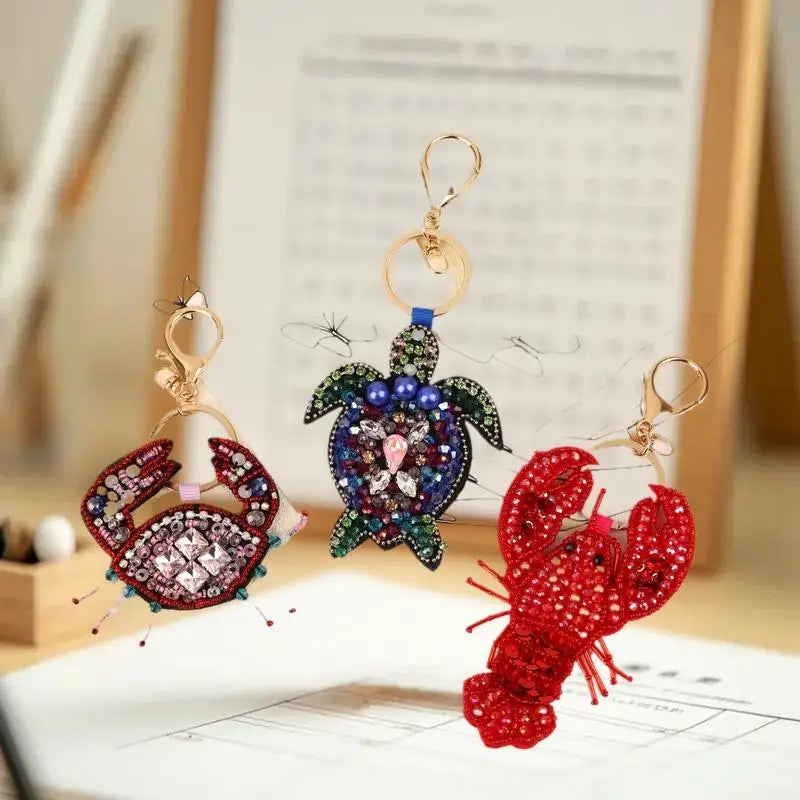 Rhinestone Beaded Bag Charm – Lobster Crab Turtle Pendant Bag Charm Pendant Axl