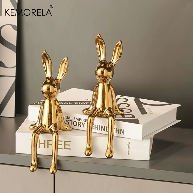 Ceramic Long-Eared Rabbit Statue | Luxury Home Décor Ornament Decorative Figurine Axl