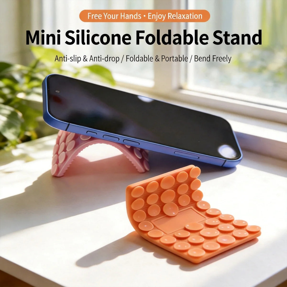 Silicone Suction Cup Phone Stand – Foldable Multi-Angle Holder Phone Stand Holder Axl