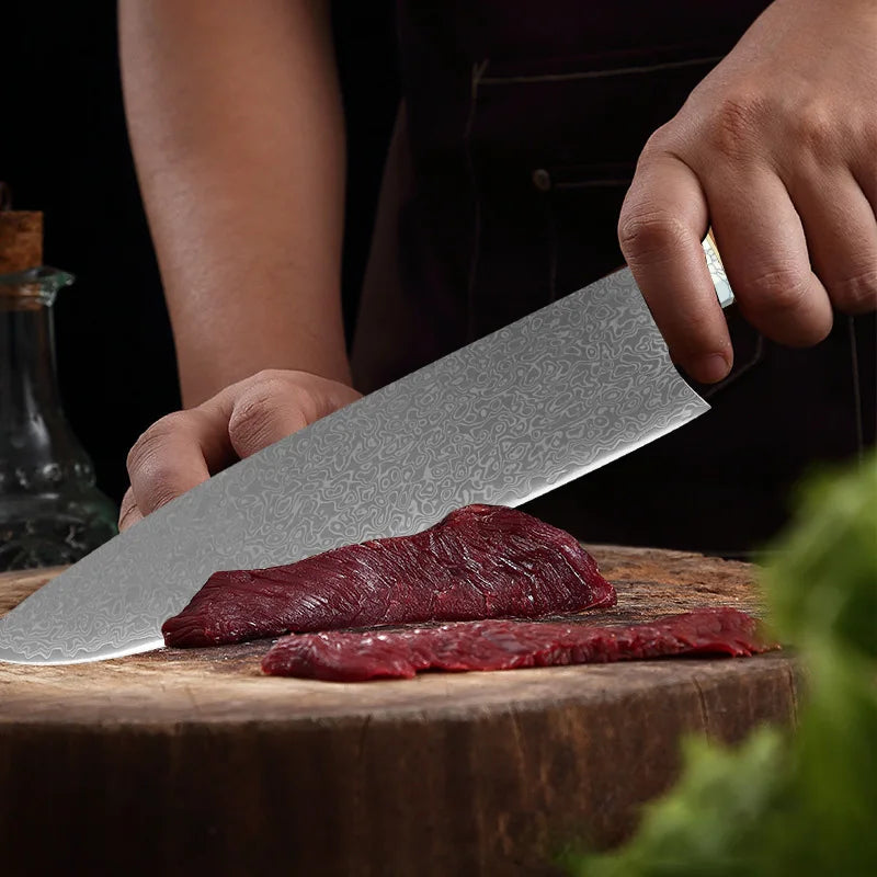 InLeung VG10 Damascus Steel Chef Knife – Hand Forged 20.5cm Damascus Chef Knife Axl