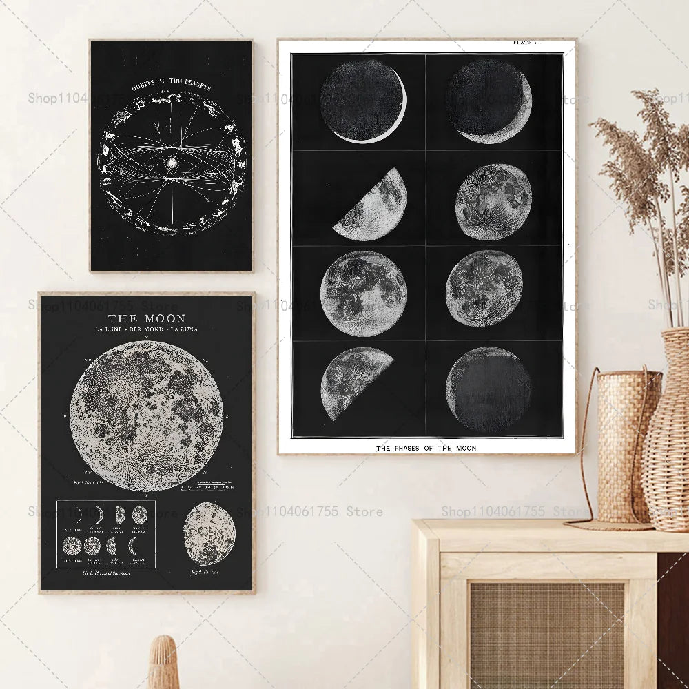 Vintage Lunar Chart Poster – Space Astronomy Wall Art Sticker Wall Art Poster Axl