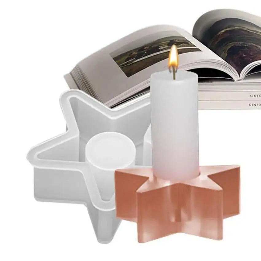 3D Silicone Candle Holder Mold – Heart, Star & Round Shapes Silicone Craft Mold Axl
