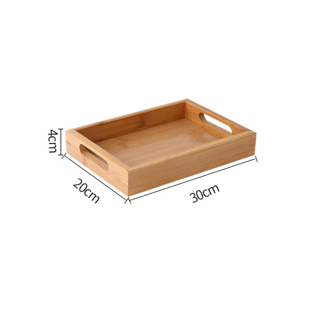 Retro Bamboo Storage Tray Organizer – Coffee Table & Tea Tray Bamboo Serving Tray Axl 30-20-4cm