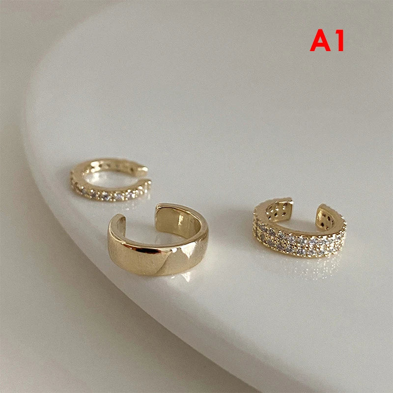 Zircon Clip-On Ear Cuff Earrings – No Piercing Cartilage Style Clip-On Earrings Axl Gold