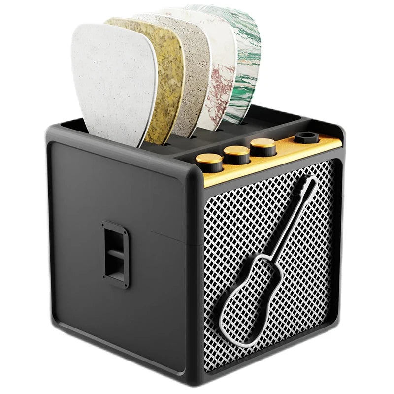 3D Printed Guitar Pick Holder Box with Drawer – Amp Design Guitar Pick Organizer Axl