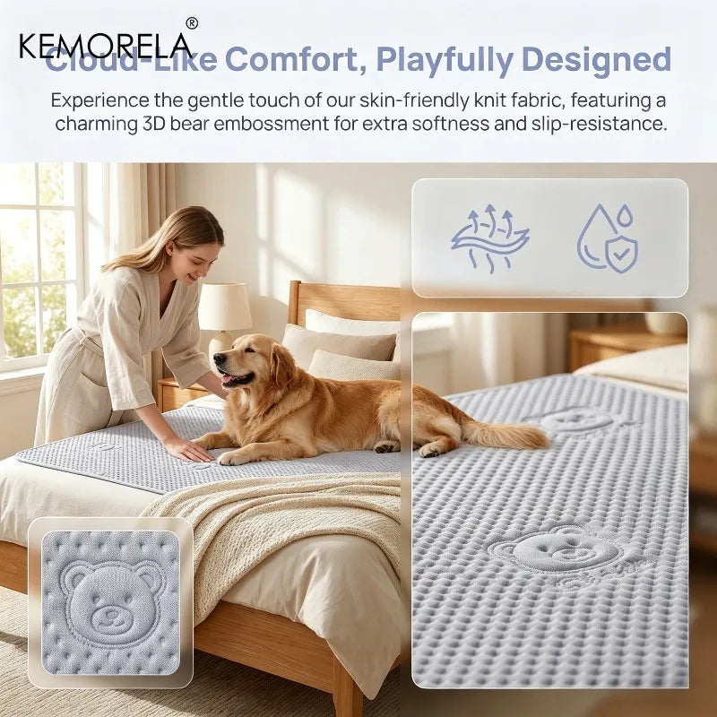 KEMORELA Pet Cooling Mat – Washable Bear Pattern Dog & Cat Pad Pet Cooling Mat Axl