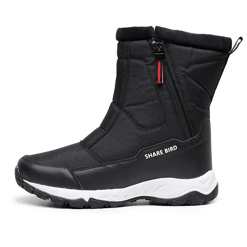 Men's Platform Snow Boots – Side Zipper Plush Lined Winter Men's Winter Boots Axl Black and white 46