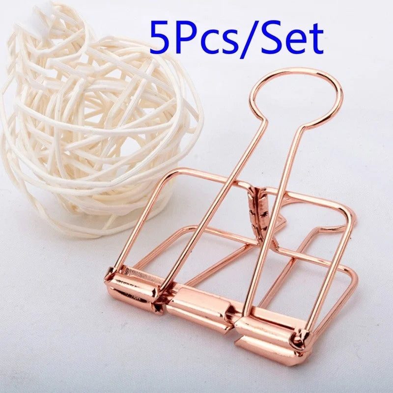 5-Pack Rose Gold Binder Clips – Metal Paper Clips for Office & School Metal Binder Clips Axl 5pcs-rosegold