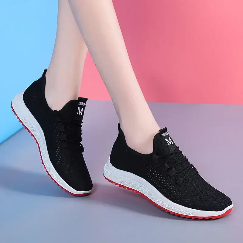 Women's Vulcanized Sneakers – Breathable Mesh Low-Top Shoes Women's Sneakers Axl black 40