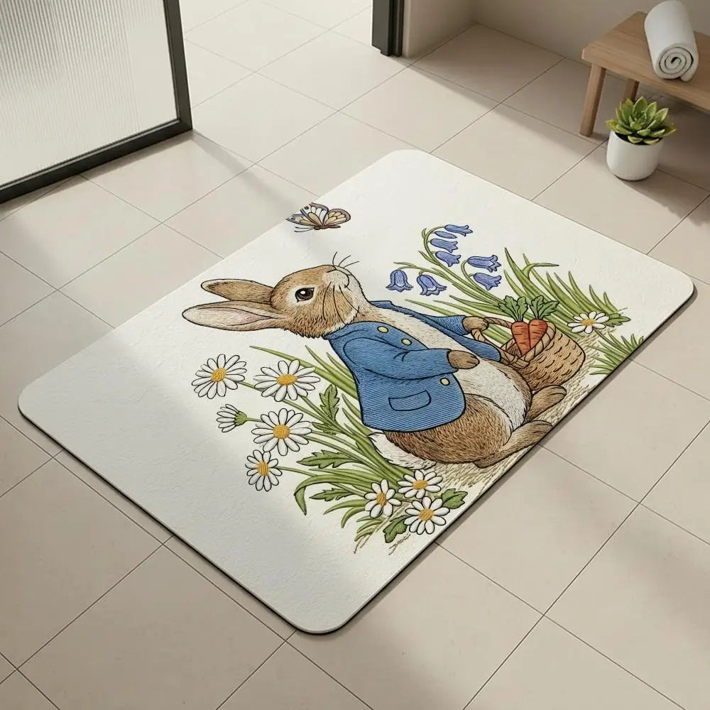 Peter Rabbit Diatomite Bath Mat – Quick Dry & Non-Slip Diatomite Bath Mat Axl White10 40x60cm