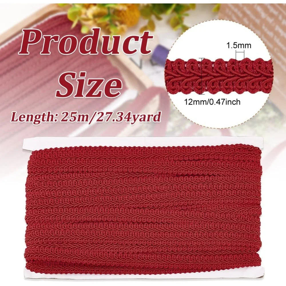 Dark Red Floral Centipede Lace Ribbon 12mm Polyester – 25m Lace Ribbon Trim Axl