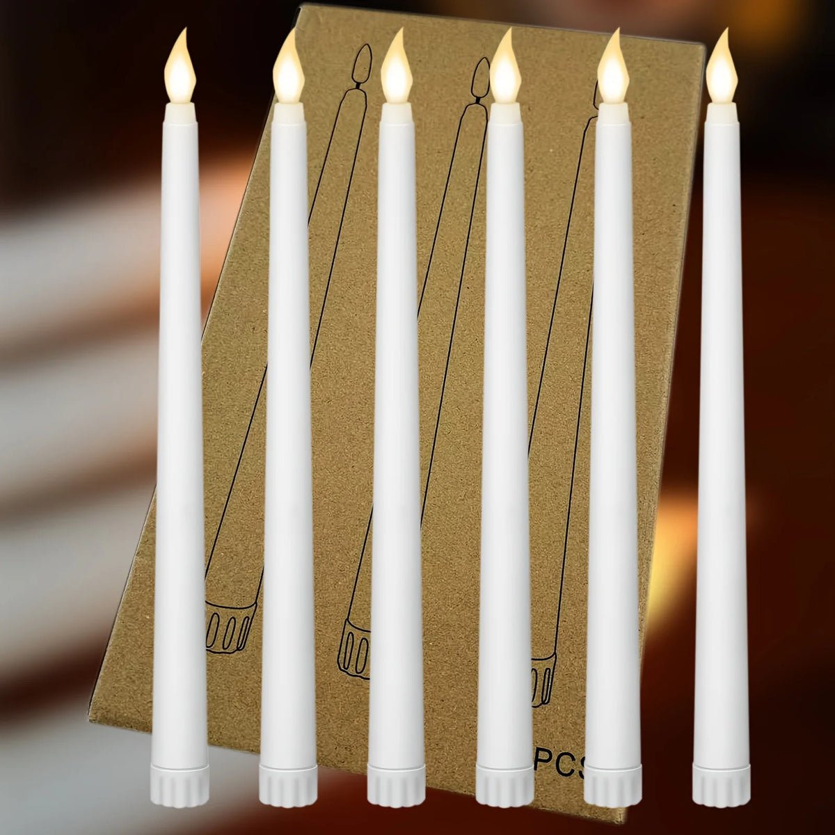 LED Flameless Taper Candles – 6/12 Pc Flickering Set Flameless Taper Candles Axl 6pcs without Remote