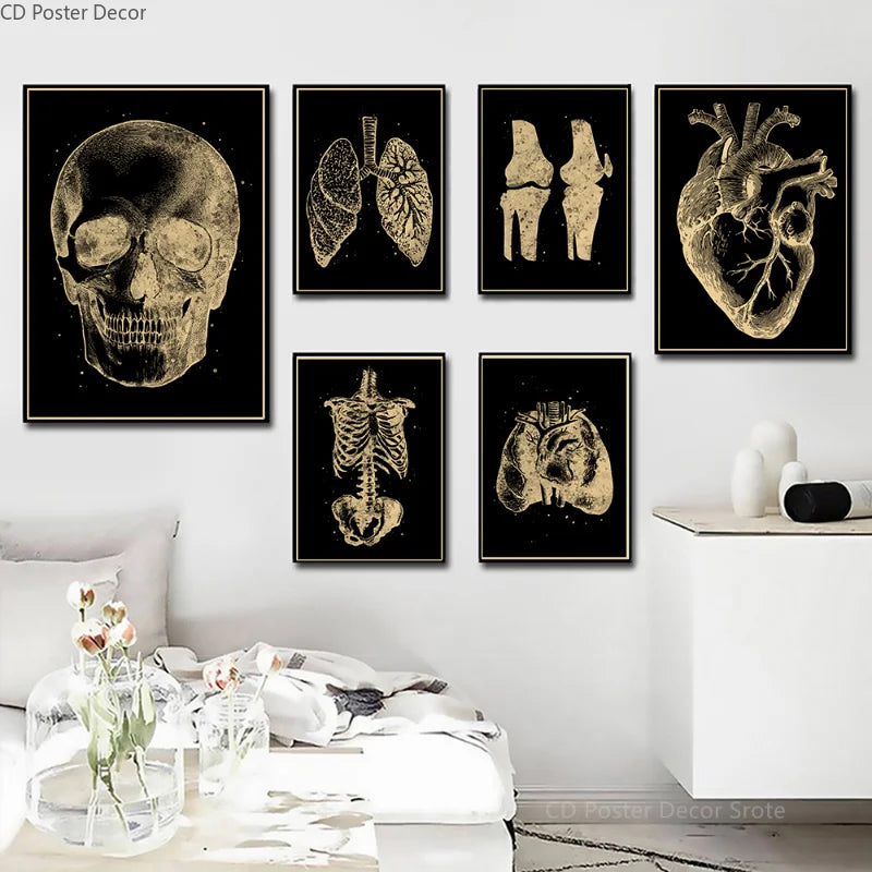 Vintage Anatomy Chalkboard Poster – Skull & Skeleton Wall Art Wall Art Poster Axl