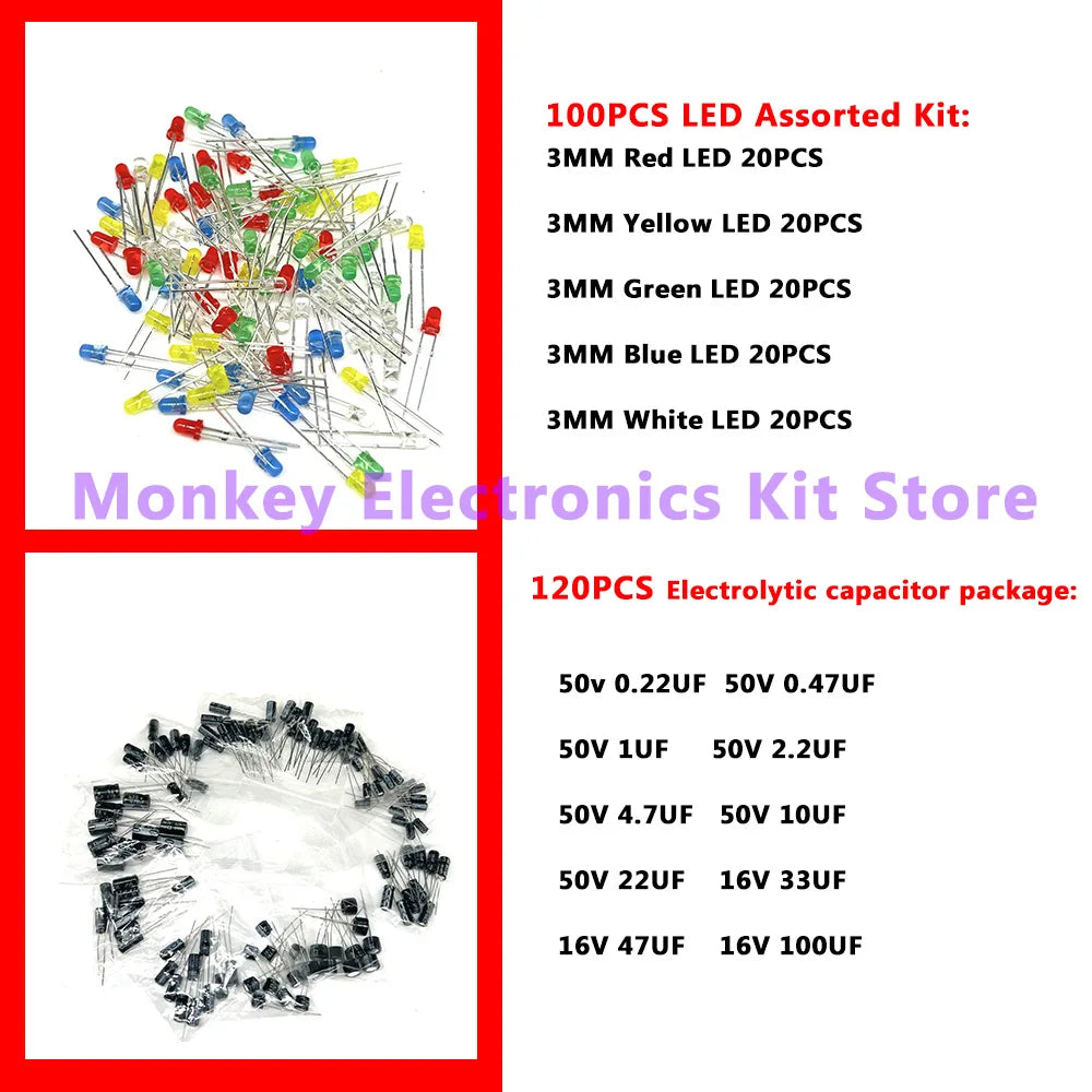 6-in-1 Electronic Components Kit – Resistors, LEDs, Diodes & More Electronic Components Kit Axl