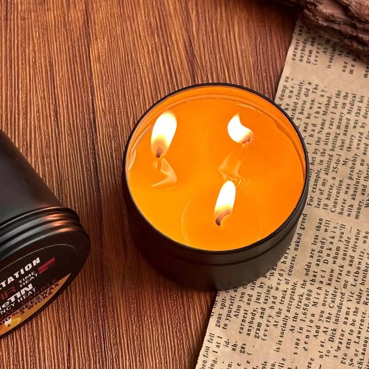 3-Wick Beeswax Survival Candle – 36-Hour Smokeless Jar Candle Emergency Jar Candle Axl