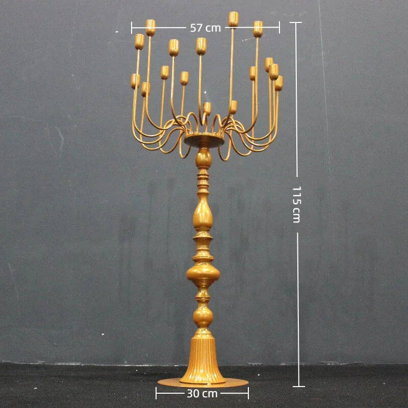Giant Iron Floor Candlestick Holder – Luxury Wedding Decor Floor Candle Holder Axl Gold-Small