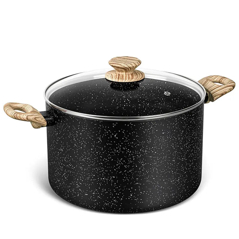 MICHELANGELO 5 Qt Nonstick Granite Stock Pot with Glass Lid Nonstick Stock Pot Axl