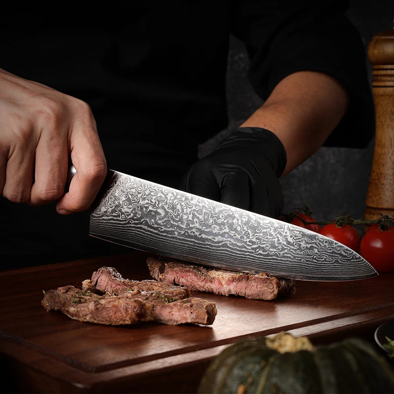 Grandsharp 8" 67-Layer Damascus Steel Chef Knife – Copper Handle Damascus Chef Knife Axl