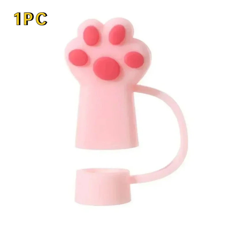 Cute Cat Claw Straw Covers – Dustproof Drink Topper 1/3 Pcs Straw Cover Axl pink-1pc