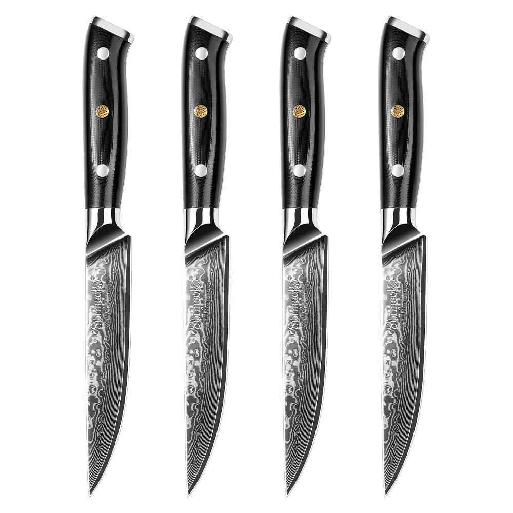 Sunnecko Damascus Steel Steak Knife Set 1–8 PCS | VG10 Core Damascus Steak Knife Set Axl 4PCS Knives Set China Mainland