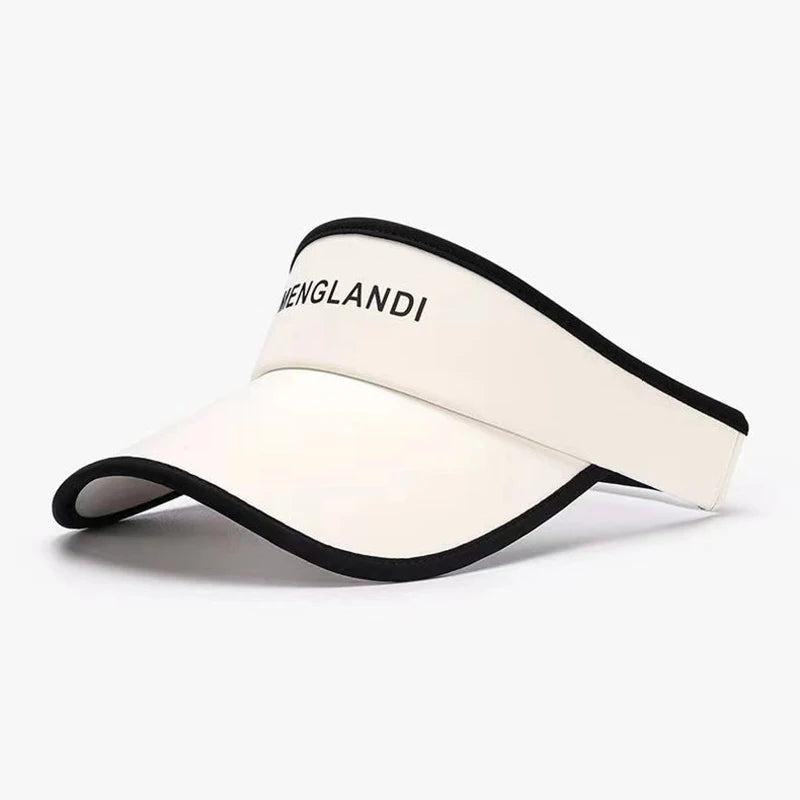 Women's Long Brim UV Visor Cap – Open Top Sports Sun Hat Sports Visor Hat Axl Beige