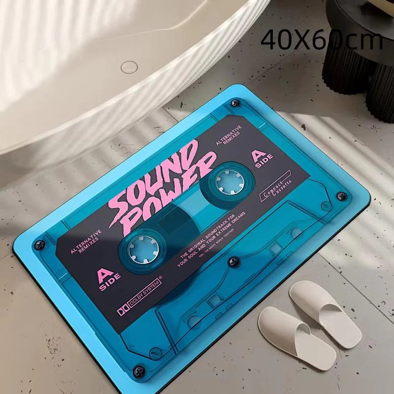 Diatom Mud Bath Mat – Retro CD Cassette Design, Non-Slip Bath Mat Axl 40x60cm 02