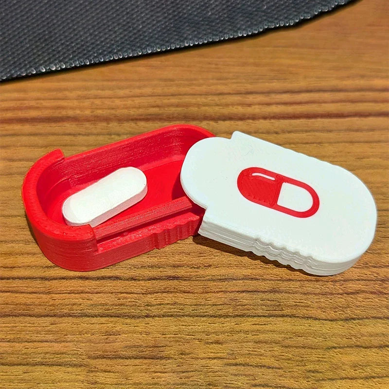 Mini Sliding Pill Box Keychain – Multi-Compartment Travel Case Pill Organizer Axl