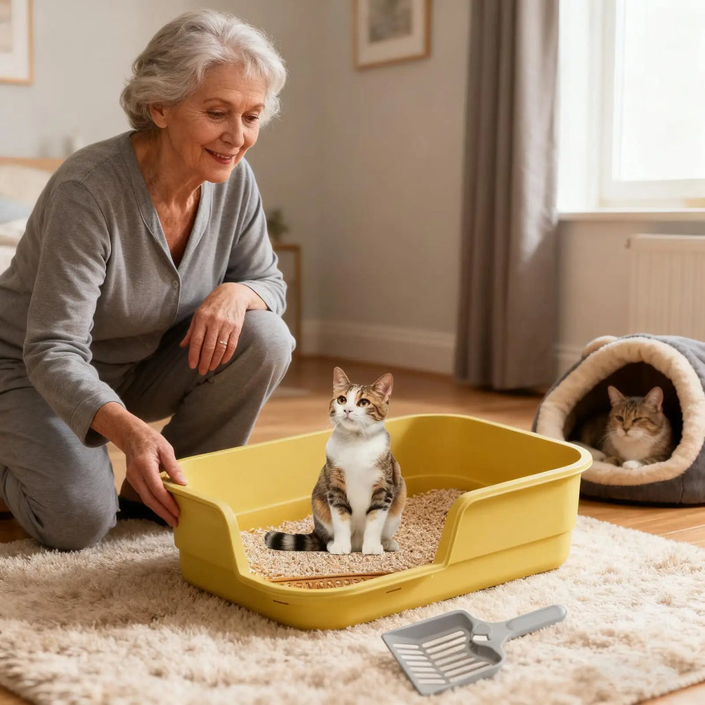 Large Anti-Splash Cat Litter Box with Scoop – Odor Control Cat Litter Box Axl