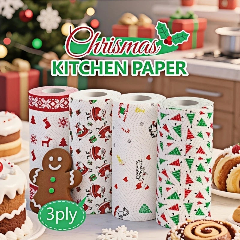 Christmas Kitchen Paper Towel Rolls – 3-Layer Reusable 2-Pack Kitchen Paper Towels Axl