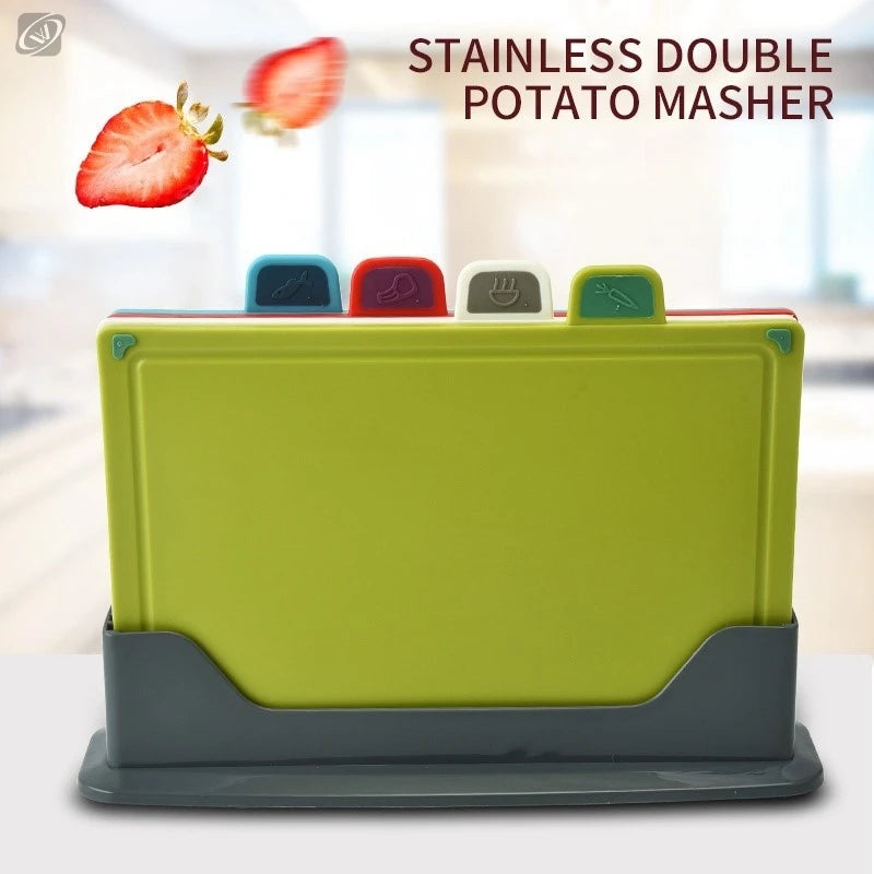 4-Piece Cutting Board Set with Holder – Non-Slip & Colour-Coded Cutting Board Set Axl