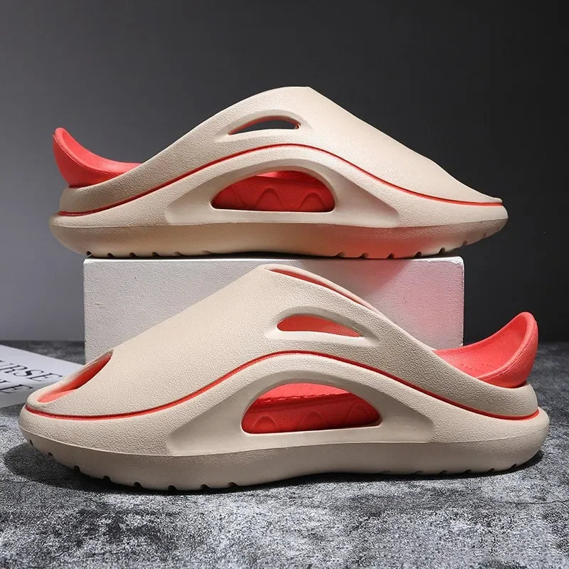 YBQJOO Fun Tongue EVA Slides – Unisex Novelty Beach Slippers Novelty Beach Slides Axl Dark Khaki 36-37