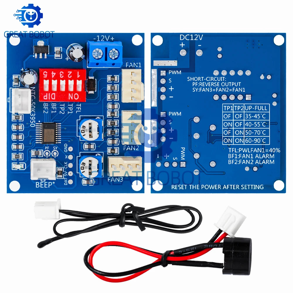 DC 12V PWM Fan Speed Controller Module – Buzzer Alarm & NTC Fan Speed Controller Axl