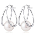 Huitan Imitation Pearl Hoop Earrings – Silver Fashion Jewelry Pearl Hoop Earrings Axl E3695