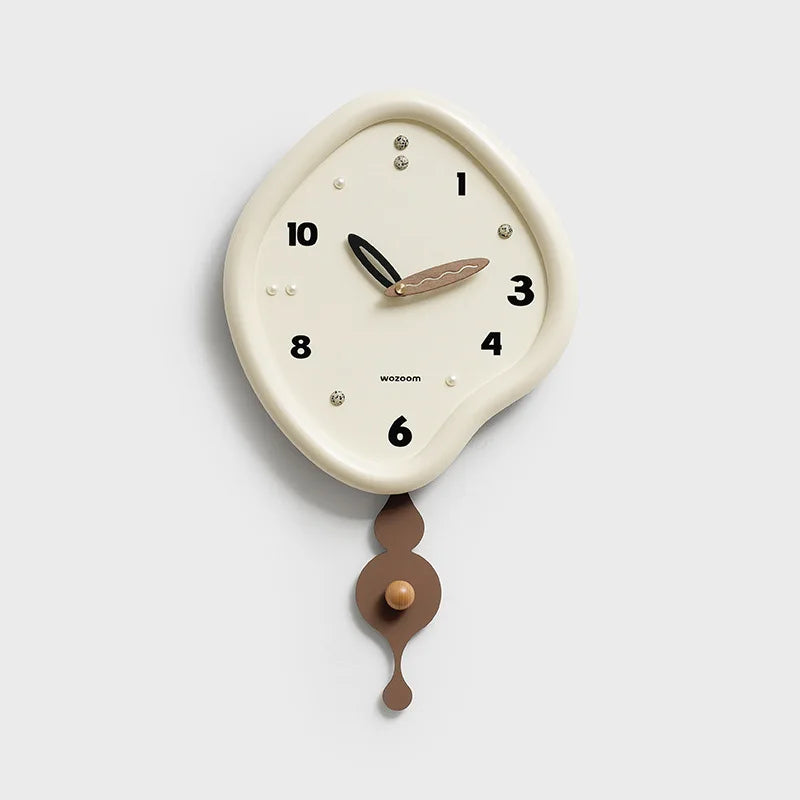 Modern Wooden Swing Wall Clock – Silent Quartz Home Decor Swing Wall Clock Axl Off-white And Brown