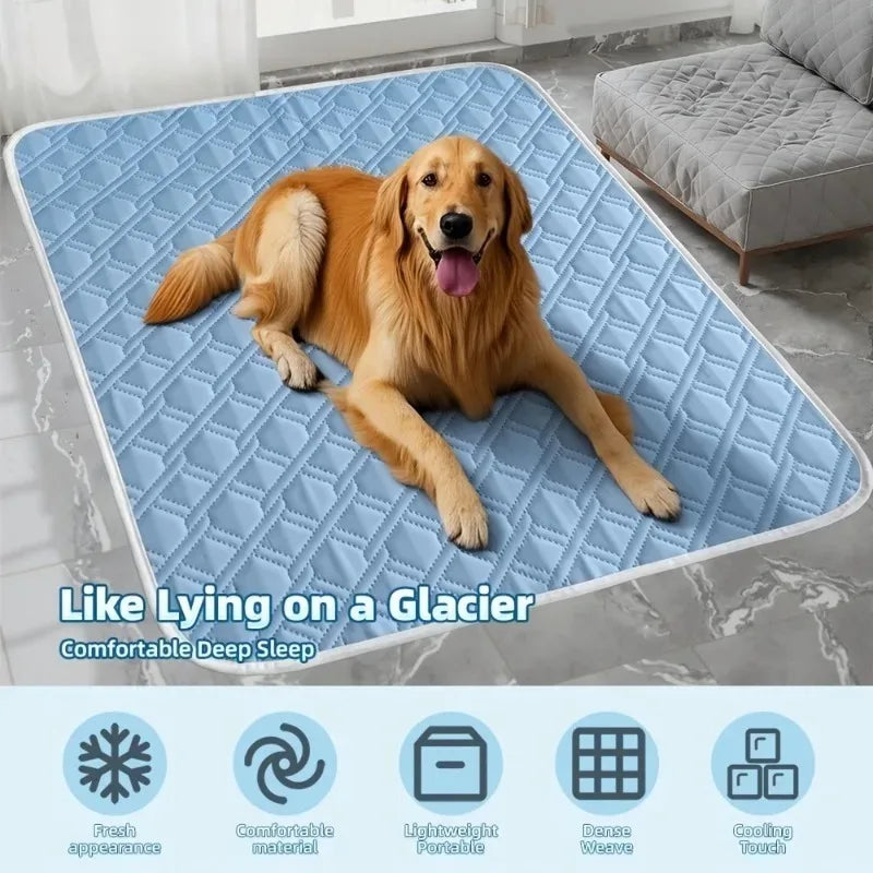 Ice Silk Dog Cooling Mat – Washable Breathable Pet Cooling Pad Pet Cooling Mat Axl Blue 30x40cm