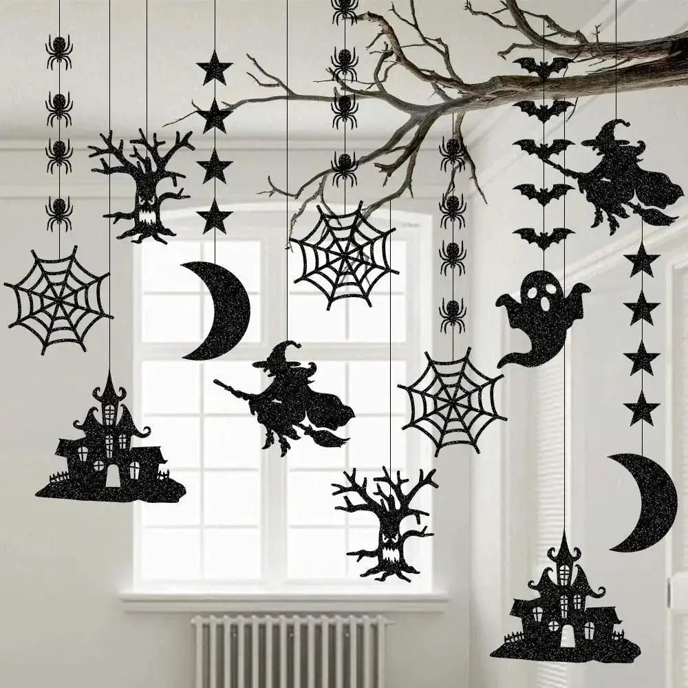 6-Piece Halloween Ghost & Witch Hanging Pendant Decorations Halloween Hanging Decor Axl A