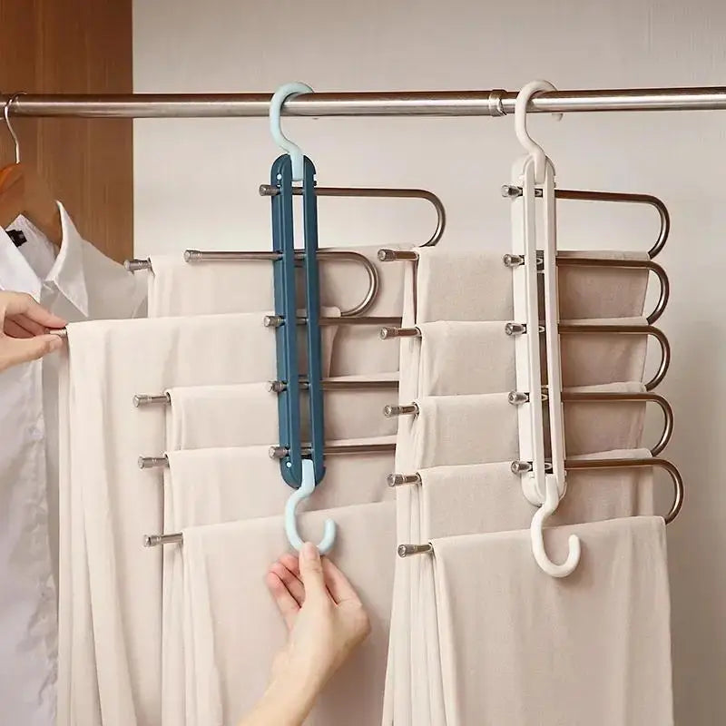 5-in-1 Folding Pants Rack – Stainless Steel Closet Organizer Pants Rack Hanger Axl