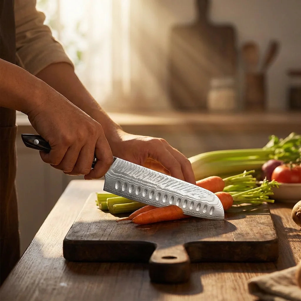 Damascus Steel Kitchen Knife Set – Sharp, Solid Wood Handle Kitchen Knife Set Axl
