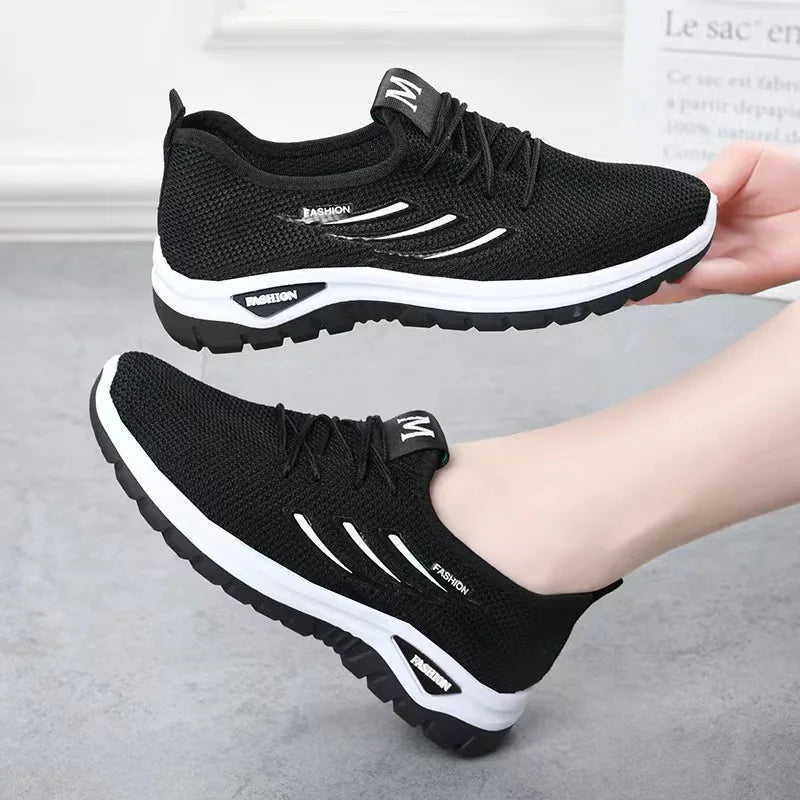 Women's Mesh Platform Sneakers – Breathable Lace-Up Plus Size Platform Sneakers Axl