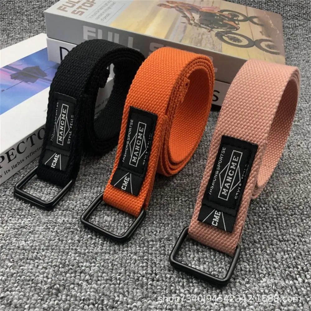 Nylon Canvas Double Ring Belt – Unisex Adjustable Waistband Canvas Fashion Belt Axl