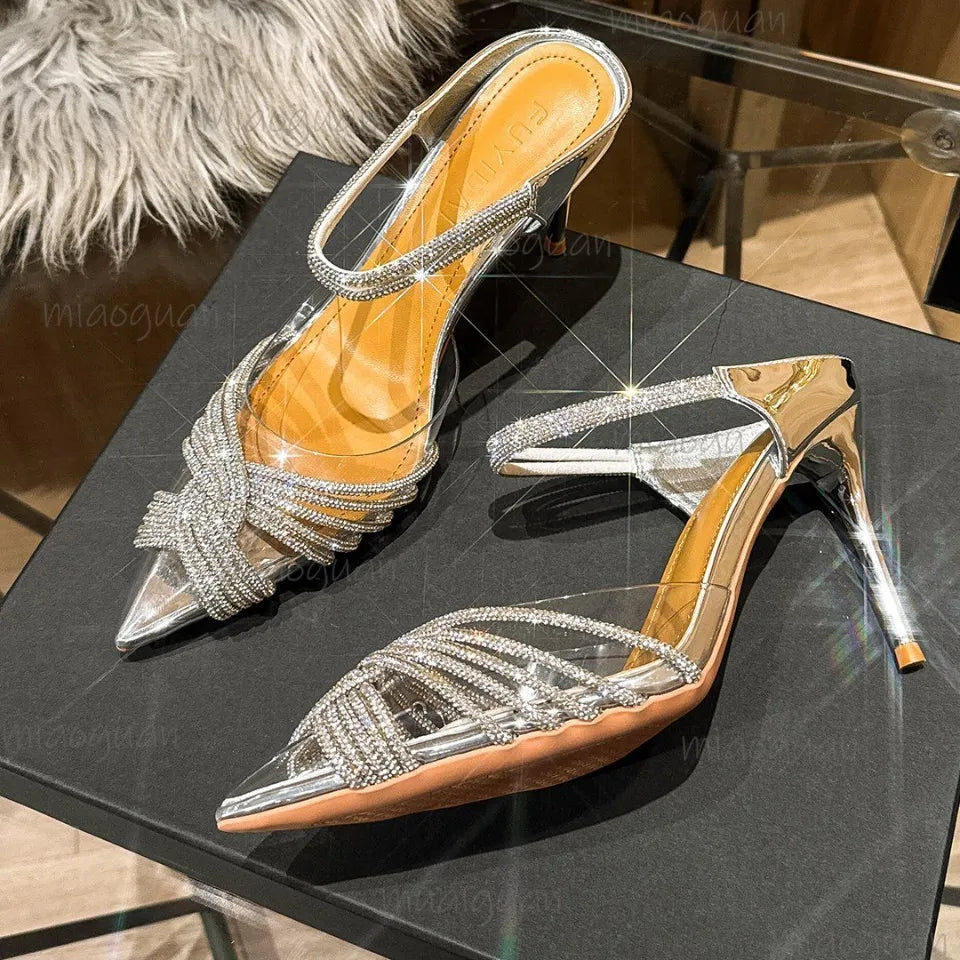 Crystal Ankle Strap Stiletto Sandals – Women's Party Heels Stiletto Heel Sandals Axl