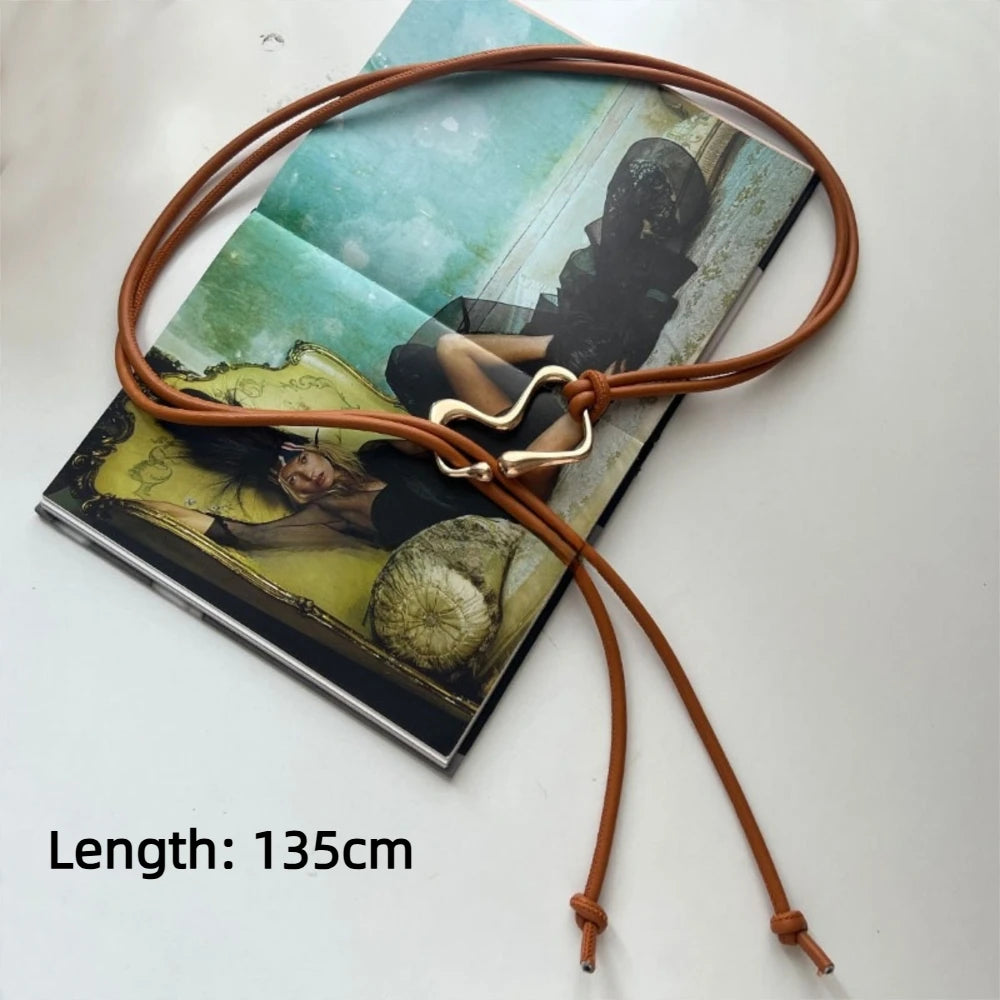 Women's Thin PU Leather Belt – Black Strap & Gold Buckle Women's Fashion Belt Axl