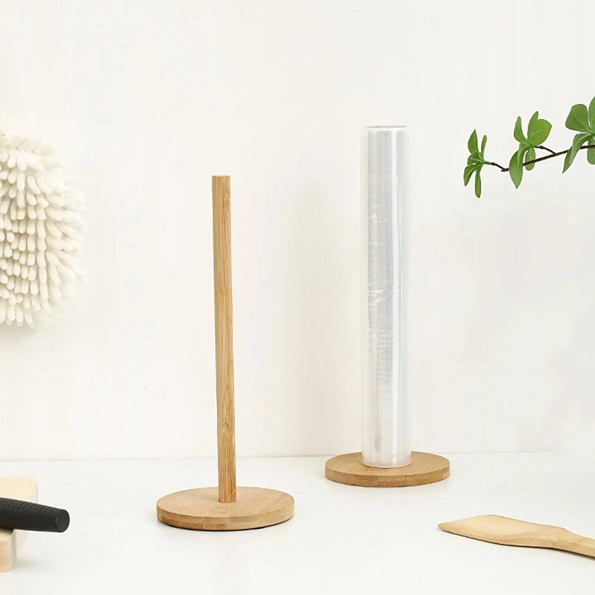 Bamboo Paper Towel Holder Stand – Rustic Kitchen Countertop Paper Towel Holder Axl