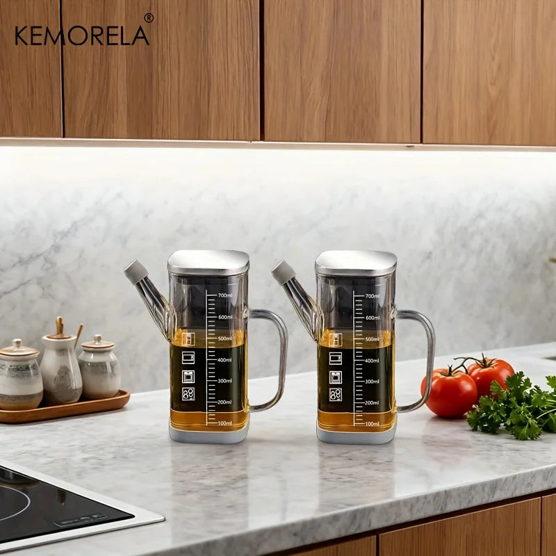 KEMORELA 700ml Glass Oil Dispenser Bottle – Leak-Proof Pourer Oil Dispenser Bottle Axl