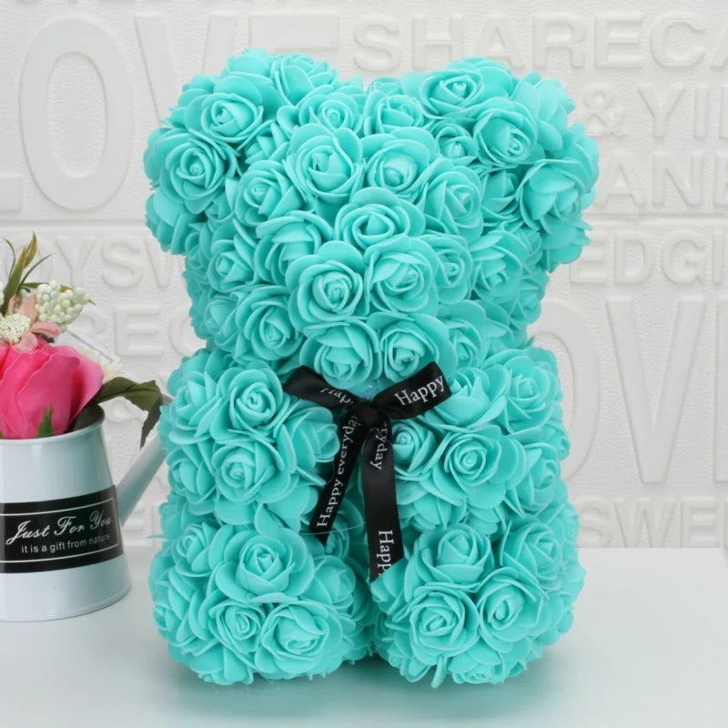 Rose Bear Foam Flower Bear Gift – 20cm Eternal Rose Bear Decorative Rose Bear Axl mintgreen
